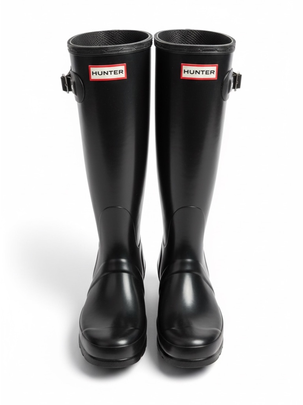 Hunter Original Tall Gloss Rain Boots Black Waterproof Riding Size 8